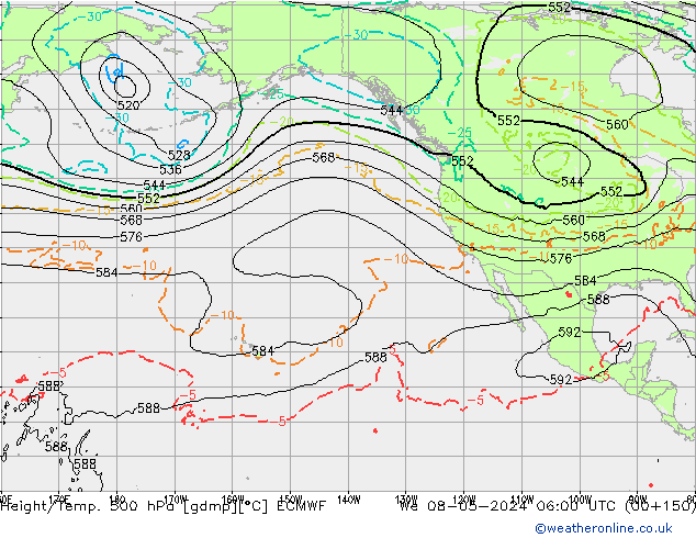 Z500/Rain (+SLP)/Z850 ECMWF mié 08.05.2024 06 UTC