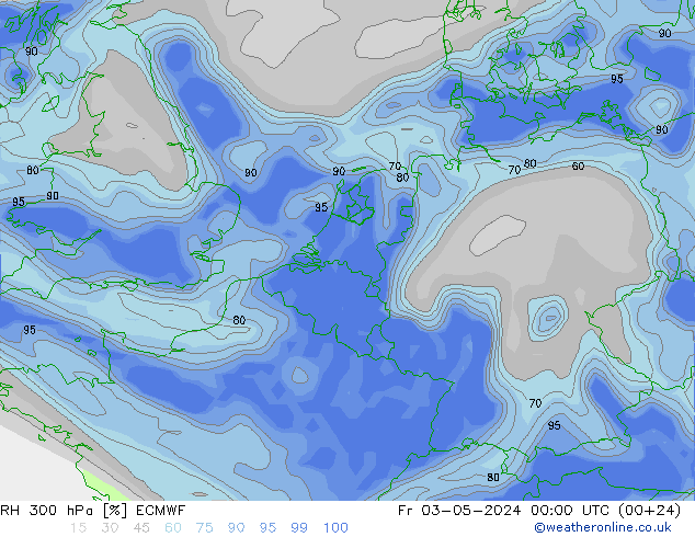 RH 300 hPa ECMWF Fr 03.05.2024 00 UTC