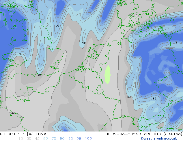 300 hPa Nispi Nem ECMWF Per 09.05.2024 00 UTC