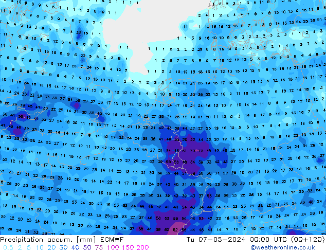 Precipitation accum. ECMWF Ter 07.05.2024 00 UTC