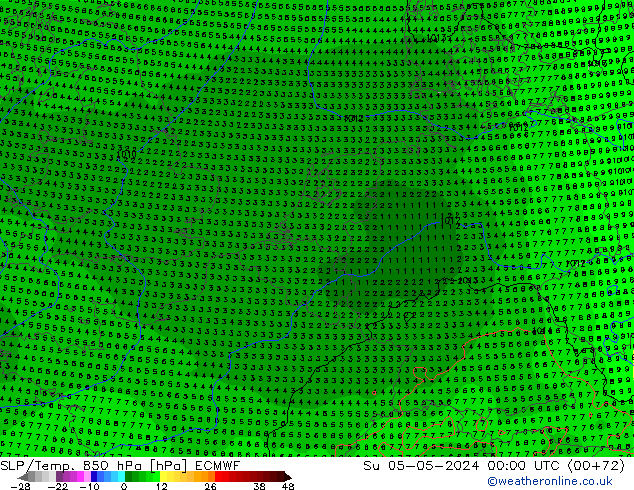 SLP/Temp. 850 гПа ECMWF Вс 05.05.2024 00 UTC