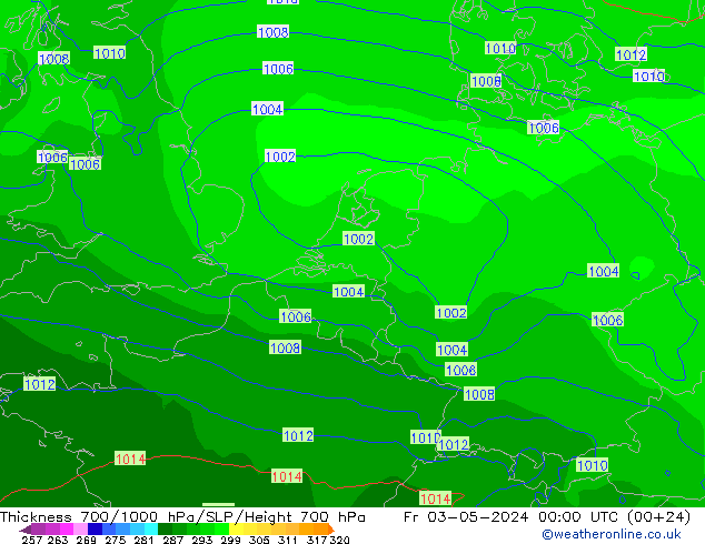 Thck 700-1000 hPa ECMWF Fr 03.05.2024 00 UTC