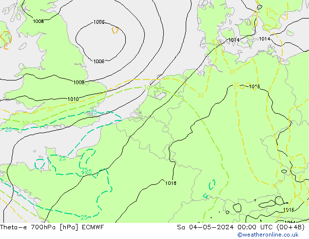 Theta-e 700hPa ECMWF Sa 04.05.2024 00 UTC