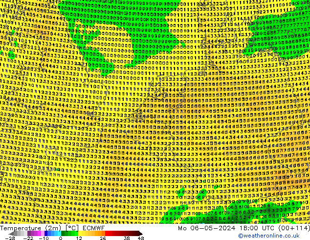 Temperaturkarte (2m) ECMWF Mo 06.05.2024 18 UTC