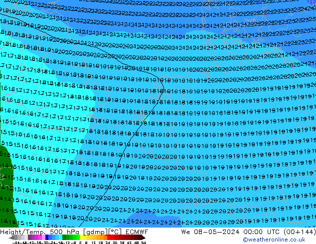 Z500/Rain (+SLP)/Z850 ECMWF We 08.05.2024 00 UTC