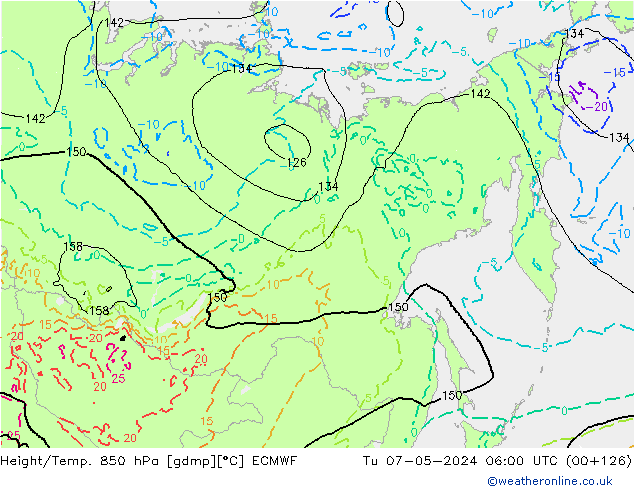 Z500/Rain (+SLP)/Z850 ECMWF вт 07.05.2024 06 UTC