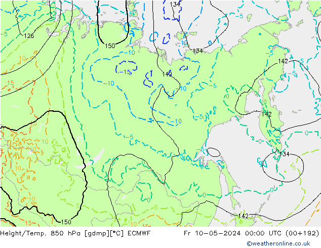 Z500/Rain (+SLP)/Z850 ECMWF Fr 10.05.2024 00 UTC