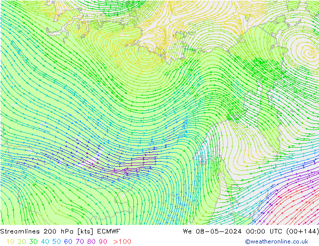 ветер 200 гПа ECMWF ср 08.05.2024 00 UTC