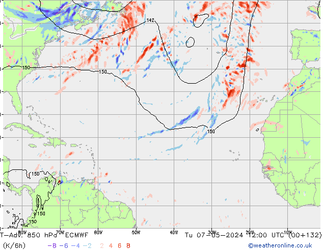 T-Adv. 850 hPa ECMWF mar 07.05.2024 12 UTC