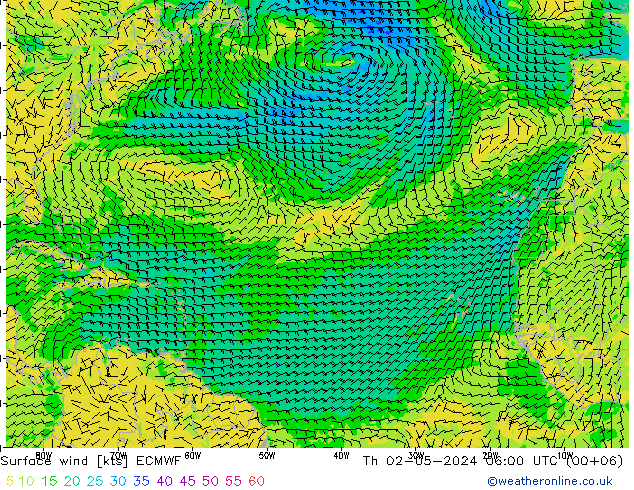 Rüzgar 10 m ECMWF Per 02.05.2024 06 UTC