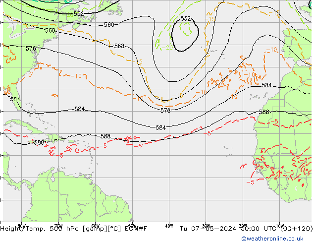 Z500/Regen(+SLP)/Z850 ECMWF di 07.05.2024 00 UTC