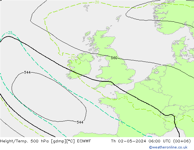 Z500/Rain (+SLP)/Z850 ECMWF jue 02.05.2024 06 UTC