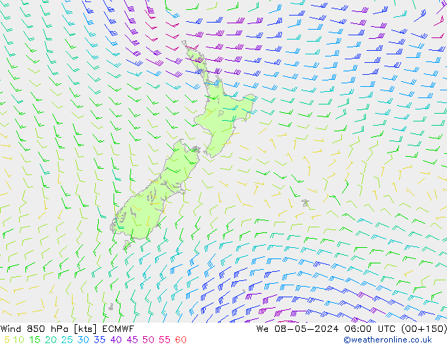 Wind 850 hPa ECMWF We 08.05.2024 06 UTC