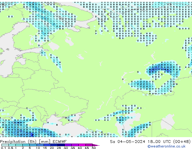 Precipitation (6h) ECMWF Sa 04.05.2024 00 UTC