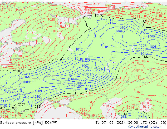 Luchtdruk (Grond) ECMWF di 07.05.2024 06 UTC