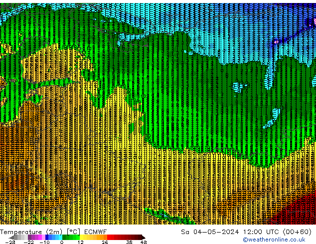 Temperatura (2m) ECMWF sab 04.05.2024 12 UTC