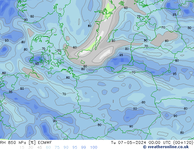 RV 850 hPa ECMWF di 07.05.2024 00 UTC