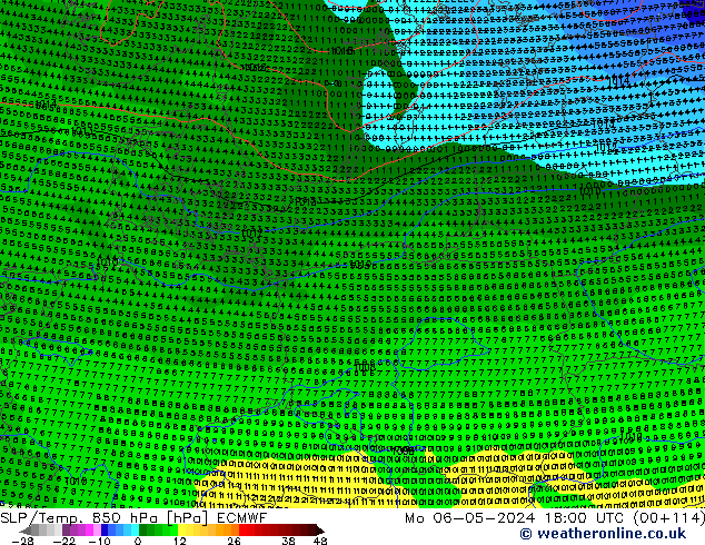 SLP/Temp. 850 hPa ECMWF  06.05.2024 18 UTC