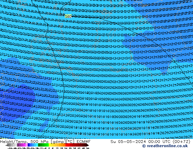 Z500/Rain (+SLP)/Z850 ECMWF  05.05.2024 00 UTC