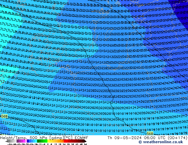 Z500/Yağmur (+YB)/Z850 ECMWF Per 09.05.2024 06 UTC