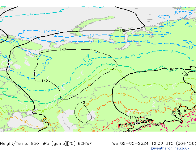 Z500/Yağmur (+YB)/Z850 ECMWF Çar 08.05.2024 12 UTC