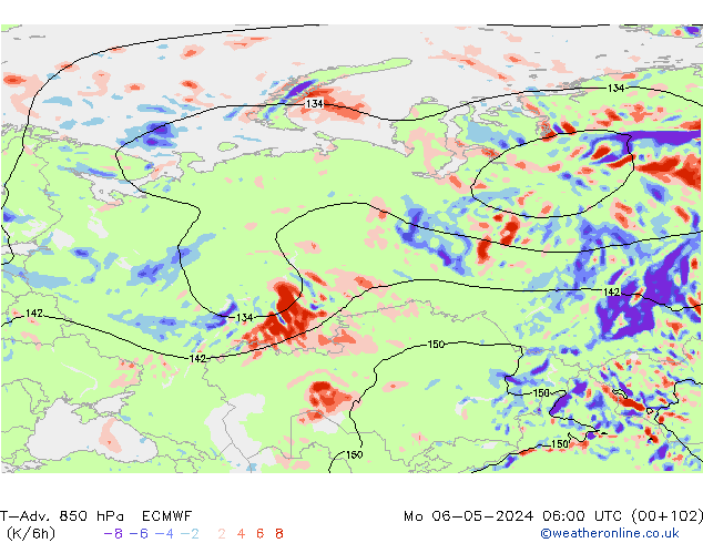 T-Adv. 850 hPa ECMWF lun 06.05.2024 06 UTC