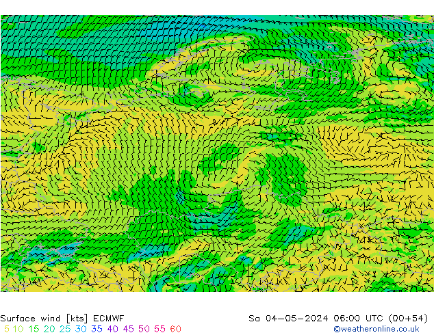 Surface wind ECMWF Sa 04.05.2024 06 UTC