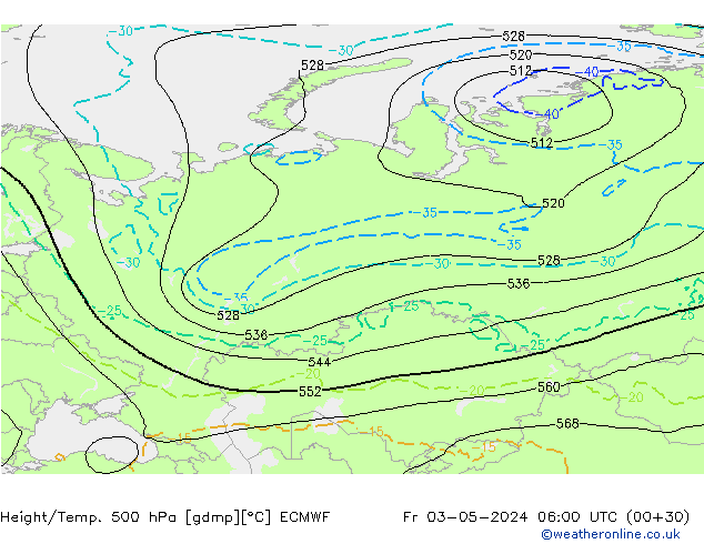 Z500/Rain (+SLP)/Z850 ECMWF pt. 03.05.2024 06 UTC