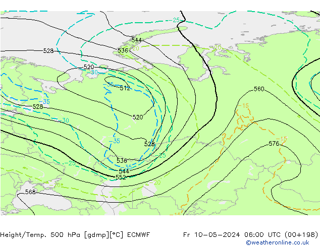 Z500/Rain (+SLP)/Z850 ECMWF Fr 10.05.2024 06 UTC