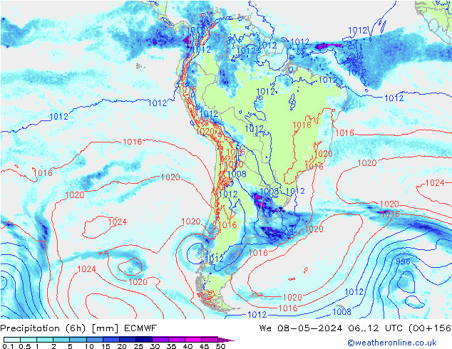 Z500/Rain (+SLP)/Z850 ECMWF We 08.05.2024 12 UTC