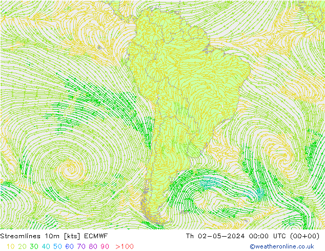 ветер 10m ECMWF чт 02.05.2024 00 UTC