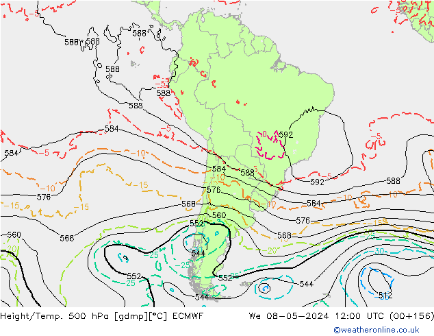 Z500/Rain (+SLP)/Z850 ECMWF We 08.05.2024 12 UTC