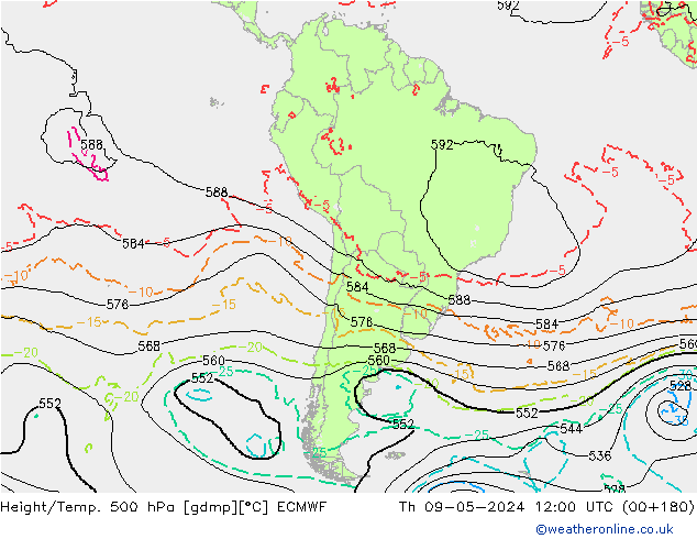 Z500/Yağmur (+YB)/Z850 ECMWF Per 09.05.2024 12 UTC