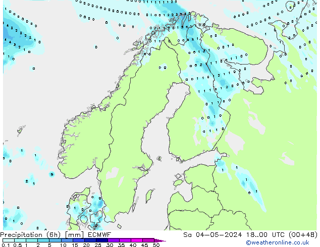 Precipitation (6h) ECMWF Sa 04.05.2024 00 UTC