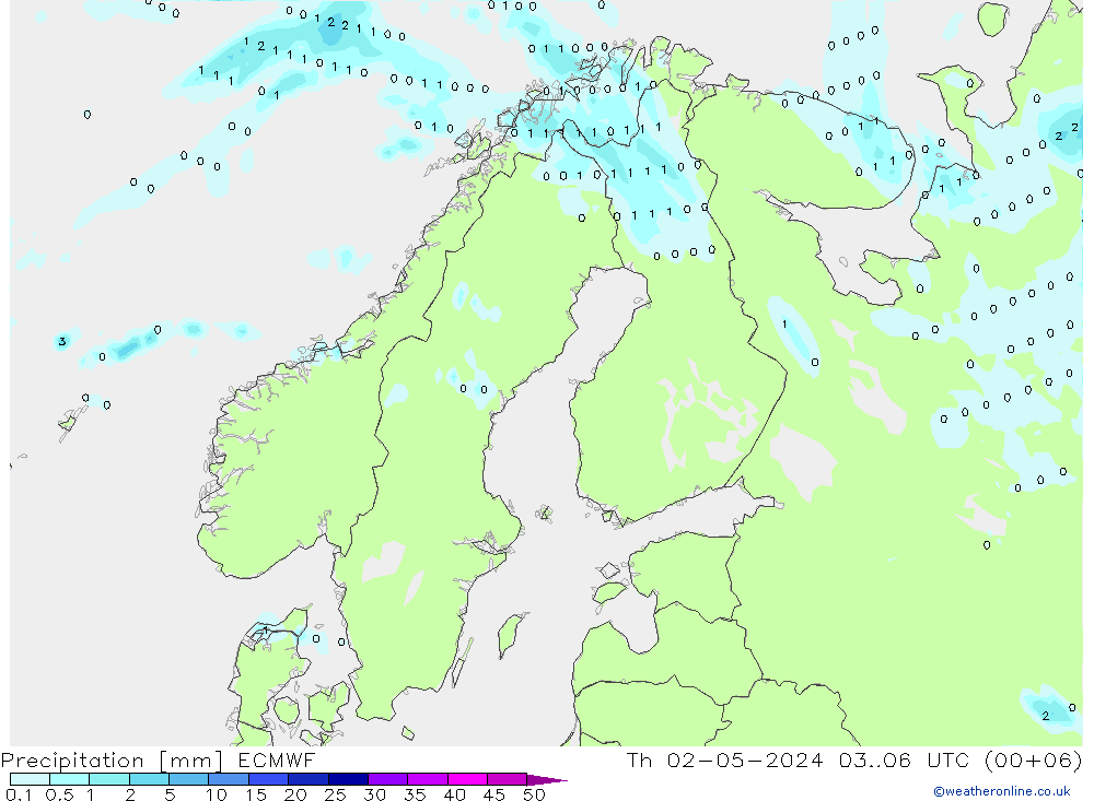 Precipitation ECMWF Th 02.05.2024 06 UTC