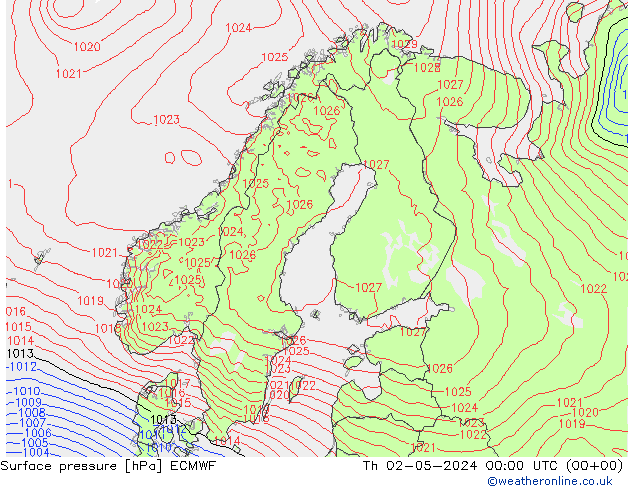 Yer basıncı ECMWF Per 02.05.2024 00 UTC