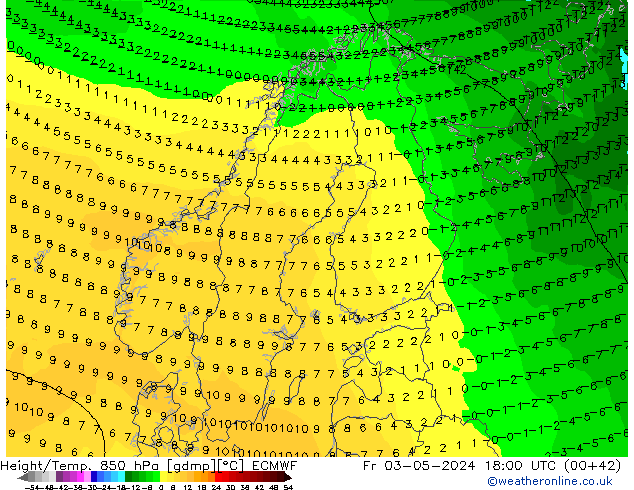 Z500/Rain (+SLP)/Z850 ECMWF Fr 03.05.2024 18 UTC