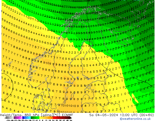 Z500/Rain (+SLP)/Z850 ECMWF Sa 04.05.2024 12 UTC