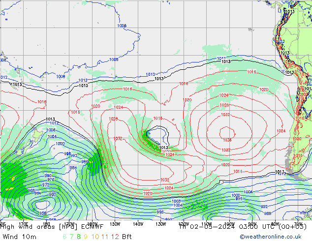 High wind areas ECMWF Th 02.05.2024 03 UTC