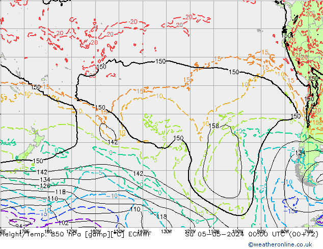 Z500/Rain (+SLP)/Z850 ECMWF nie. 05.05.2024 00 UTC