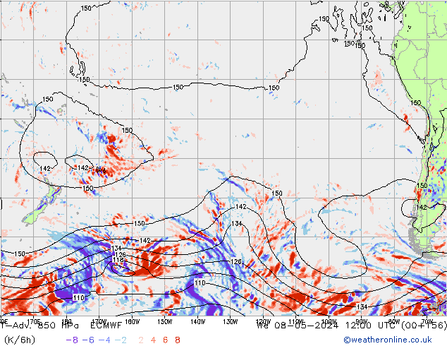 T-Adv. 850 hPa ECMWF We 08.05.2024 12 UTC