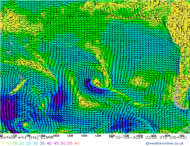 Vent 10 m ECMWF jeu 02.05.2024 03 UTC