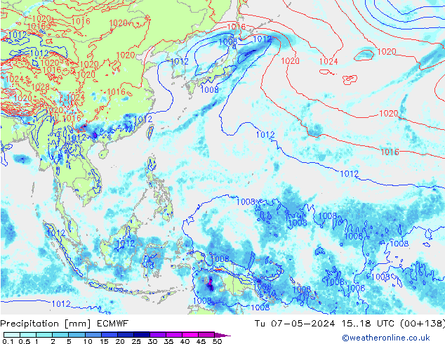 Precipitation ECMWF Tu 07.05.2024 18 UTC