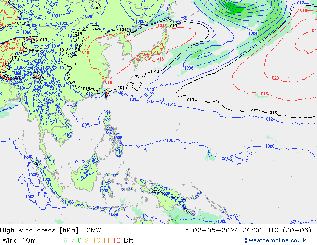 High wind areas ECMWF jeu 02.05.2024 06 UTC
