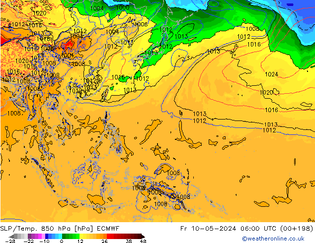 850 hPa Yer Bas./Sıc ECMWF Cu 10.05.2024 06 UTC