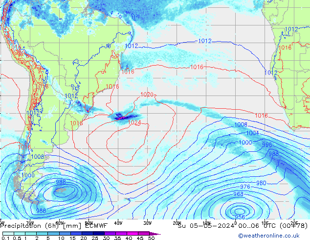 Z500/Rain (+SLP)/Z850 ECMWF Su 05.05.2024 06 UTC