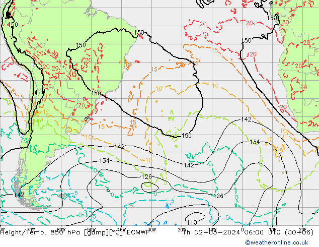 Z500/Rain (+SLP)/Z850 ECMWF czw. 02.05.2024 06 UTC