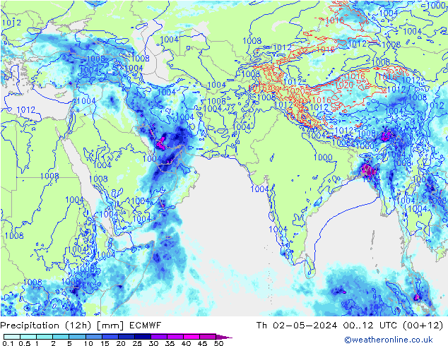 Precipitação (12h) ECMWF Qui 02.05.2024 12 UTC