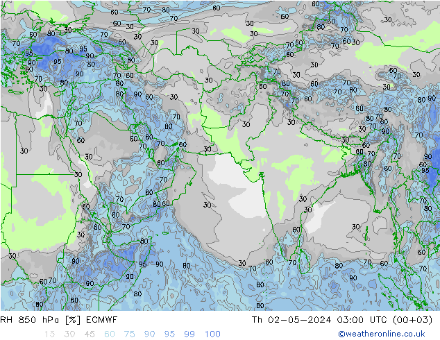 RH 850 hPa ECMWF  02.05.2024 03 UTC