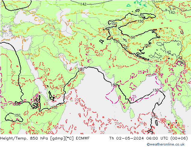Z500/Rain (+SLP)/Z850 ECMWF 星期四 02.05.2024 06 UTC